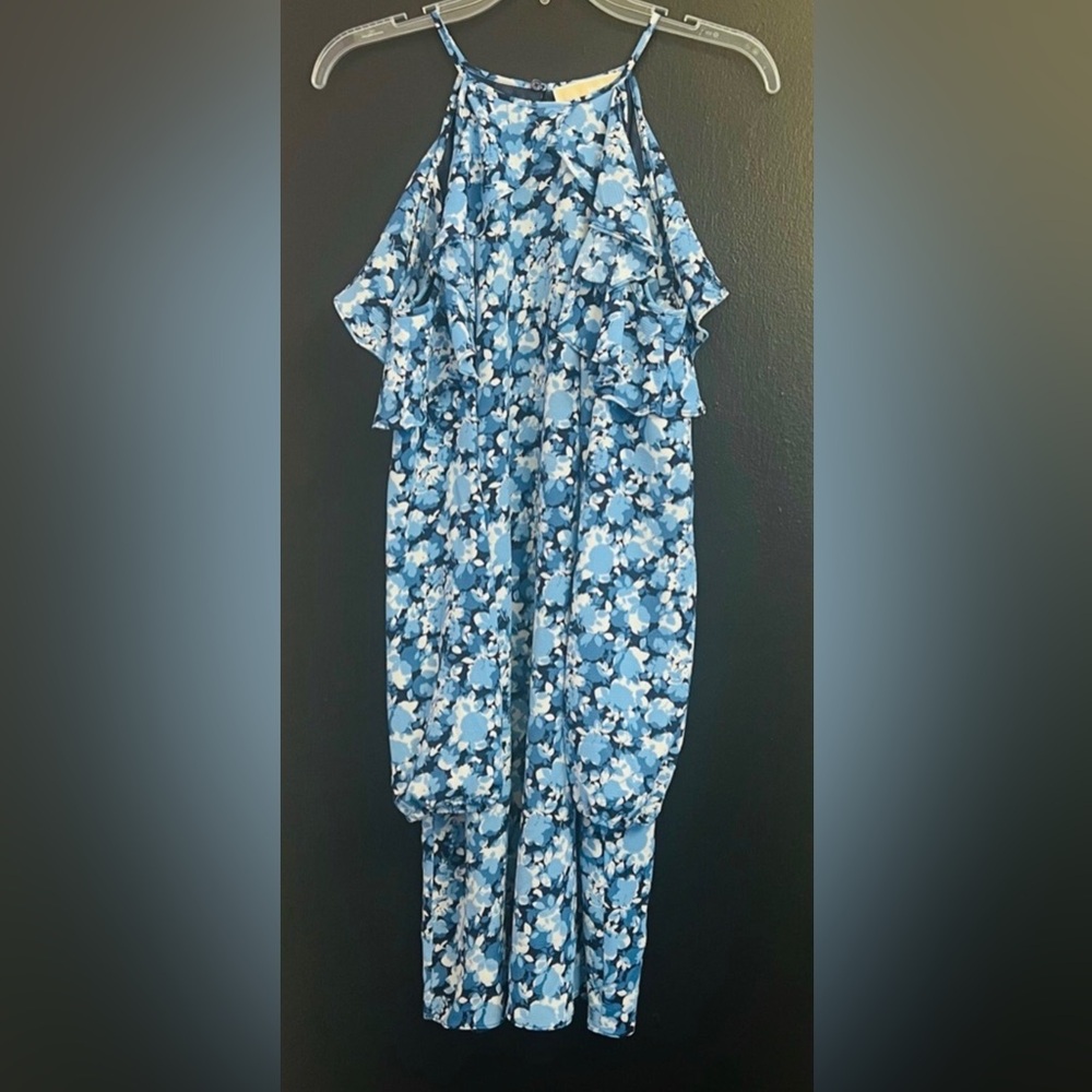 Michael Kors Blue Floral Cold-Shoulder Mini Dress - Picture 2 of 3